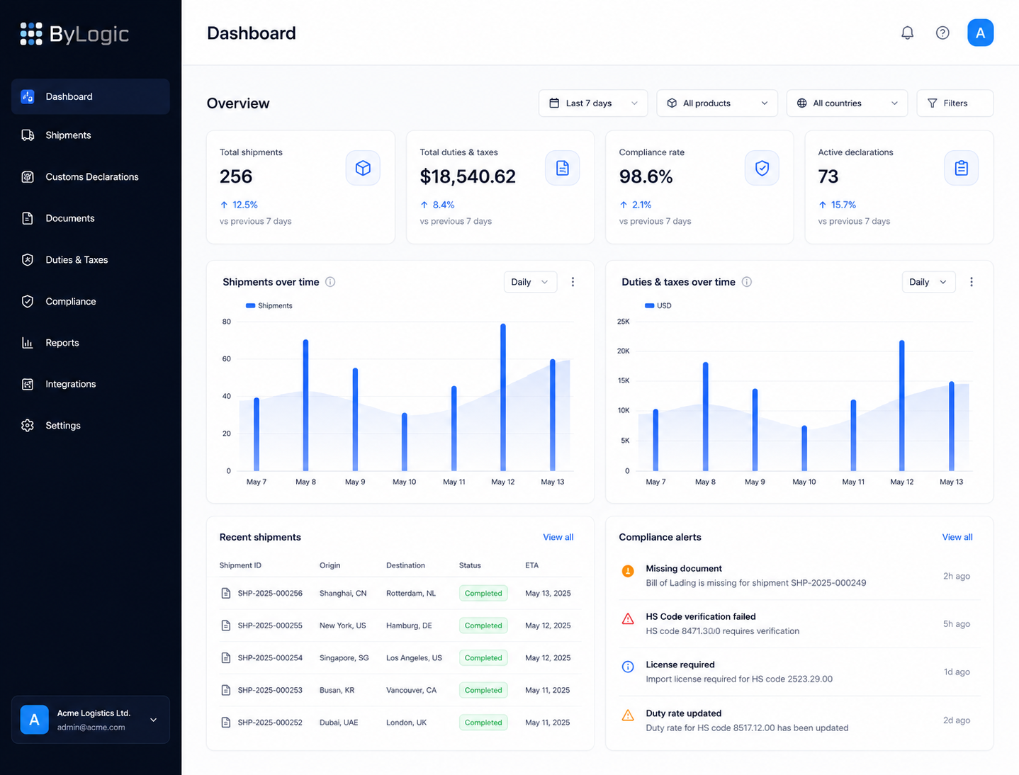Duty & Tax Collection interface preview